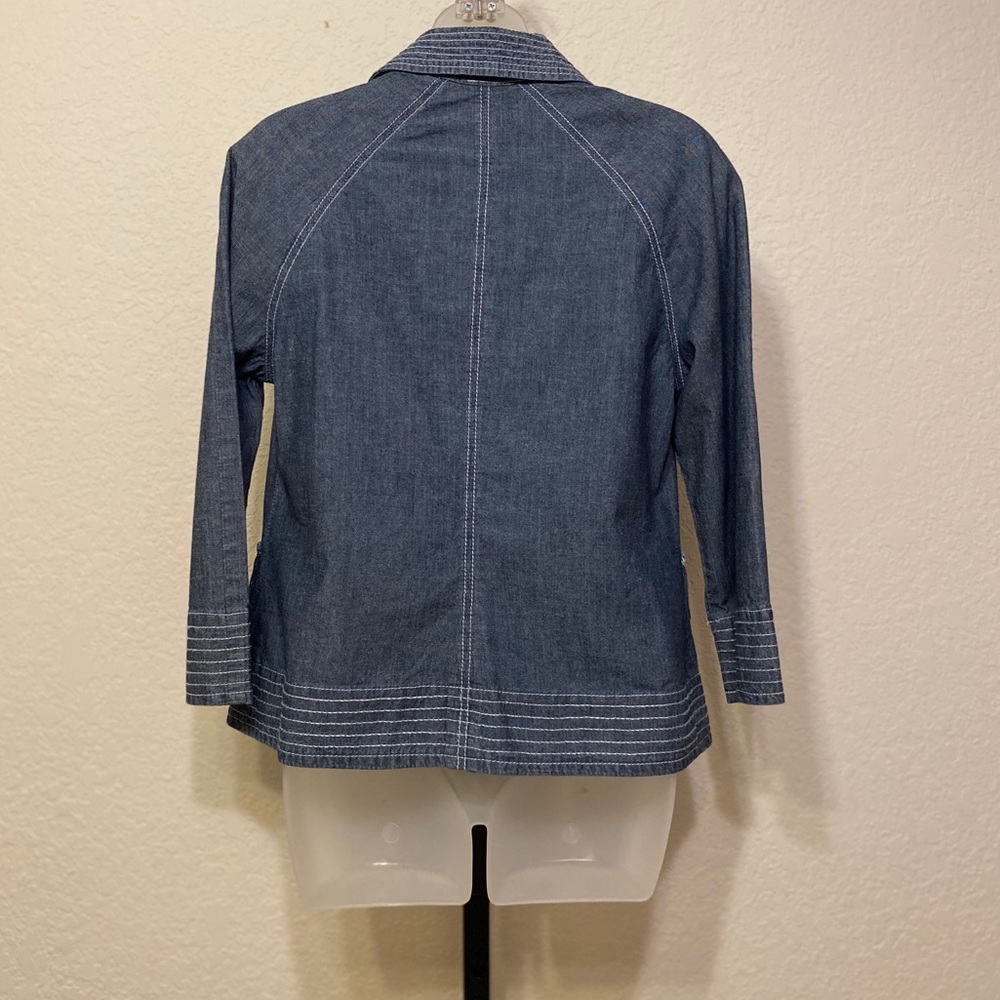 Chico’s Blue Denim Blazer Jacket Small - Picture 2 of 8